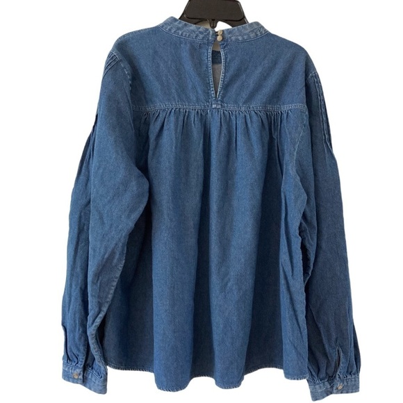 Unsubscribed Denim Pintuck Detailed Cotton Blouse Top NWT - Picture 3 of 10